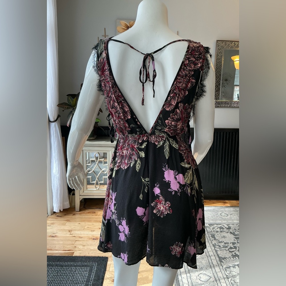 Free People Marnie Babydoll Floral Print Mini Dress Backless Beachy Boho Size S - Picture 10 of 15